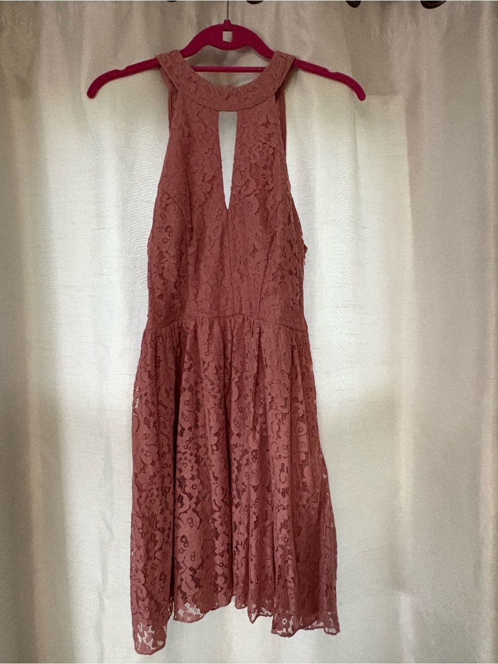 Lace Halter Dress in Dusty Rose - Women's Party Dress